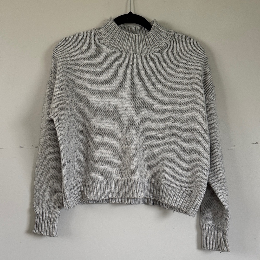 Lucky Brand Gray Cropped Turtleneck‎ Sweater Small Cozy Knit Pullover